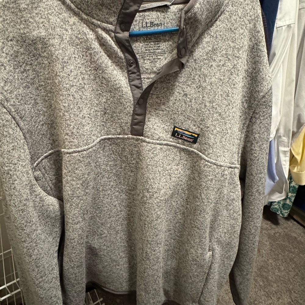 L.L. Bean Heather Gray Sweater Fleece Pullover